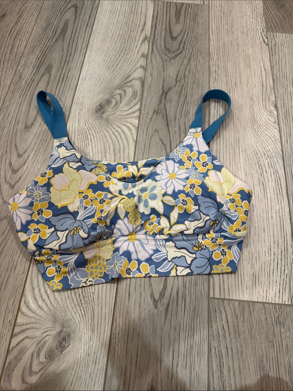 Women’s Floral Swim Top in Blue and Yellow